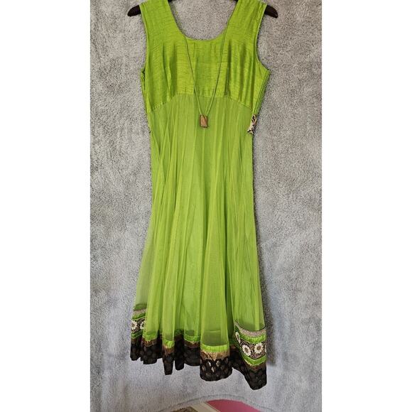 Indian Bollywood Dress Salwar Kameez Hippie Boho Festival Green Med 36 + Sleeves - Picture 6 of 7